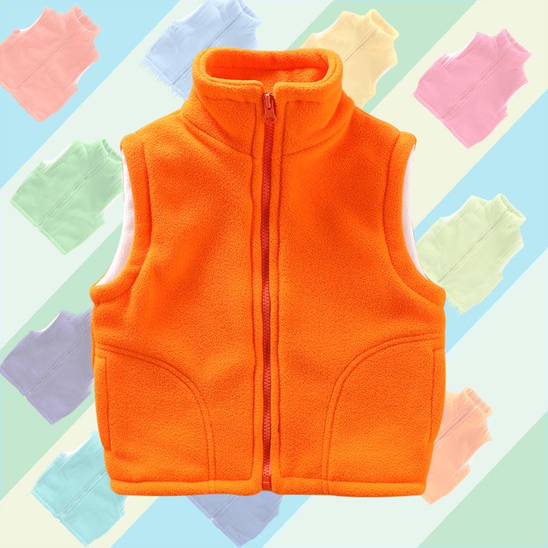 

Kids Fleece Vest for Boys & Girls, Thick Outerwear for Spring to Winter, Kindergarten Uniform with Logo Print 110 cm оранжевый