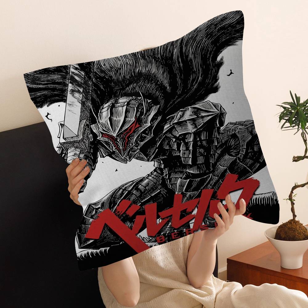 Anime B-Berserk Guts And Griffith Cushion Cover Inches Farmhouse Decor Home Throw Pillow Covers For Couch Decorations