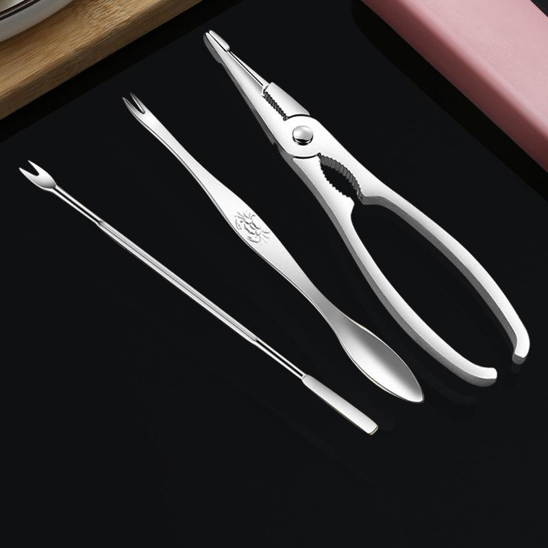 4 Pcs Seafood Tool Set Crab Shrimp Fruit Pliers Fork Spoon Set Nut Walnut Lobster Crab Cracker Tools Kitchen Accessories