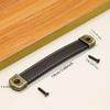 1pc Leather Furniture Drawer Handles, Wardrobe Door Handles, Vintage Dresser Table Kitchen Cabinet Pull Built-in Iron Brown Handle