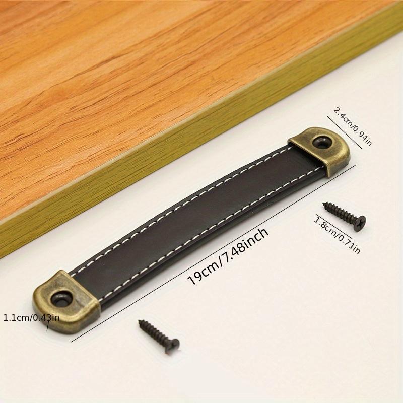 1pc Leather Furniture Drawer Handles, Wardrobe Door Handles, Vintage Dresser Table Kitchen Cabinet Pull Built-in Iron Brown Handle