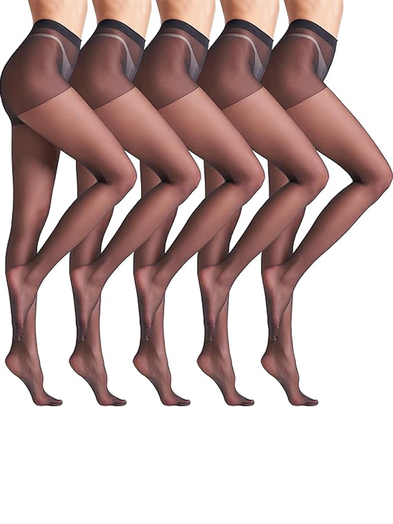5 Pairs Women Black Sheer Tights Stretchy High Waist Pantyhose Stockings Women S Tights M