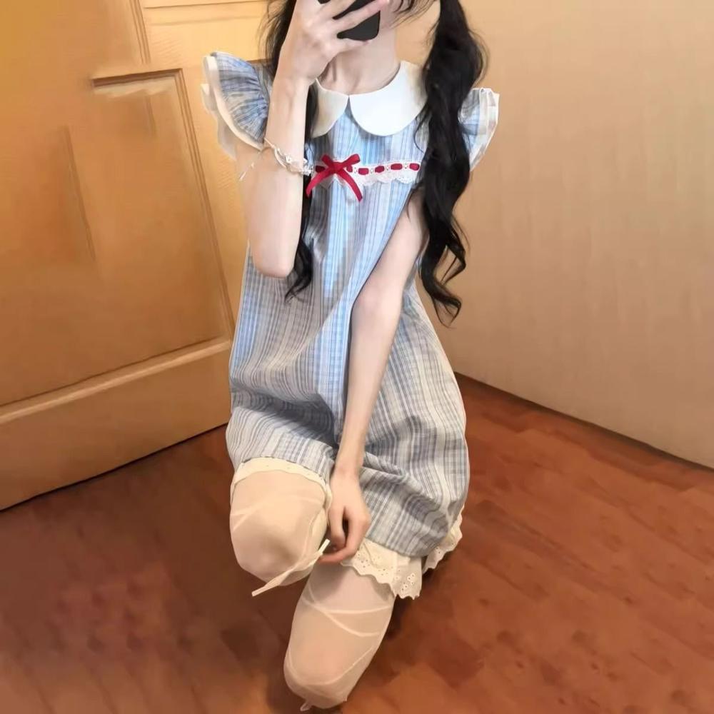 Korean casual style lace splicing short skirt women's summer new casual women's lazy loose high-end dress