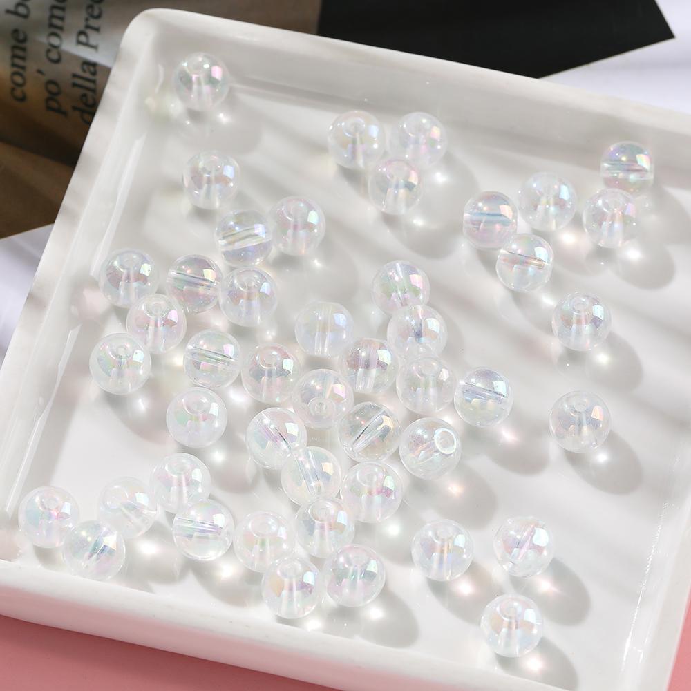 20/50/100pcs 4/6/8mm Colored Transparent Glass Beads Spacer Beads for DIY Earring Necklace Phone Chain Jewelry Making Findings