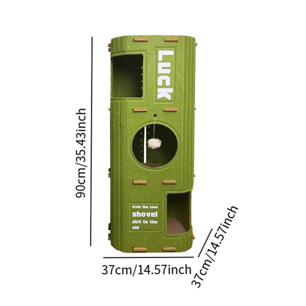 2-3 Tiers Cat House Enclosed Hut Cat Climbing Tree Kitten Scratching Post W/ Hanging Ball Toy for Cats Sleeping Resting Playing