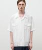 DRAW FIT Sheer Texture Open Collar Half Shirt [White]