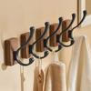 Self-adhesive Solid Wooden Hook Walnut Key Decorative Towel Holder Hook Door Hanger Wall Coat Rack Kitchen Bathroom Organizer