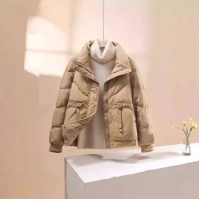 25 Estilos Novos, Jaqueta de Penas e Algodão, Feminina, Espessa de Inverno, Gola Alta, Jaqueta Casual de Algodão, Solta, Jaqueta Casaco de Algodão, Design Simples