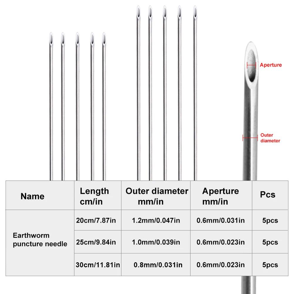 5-25Pcs Earthworm Hooking Needle Worm Baiting Needle Stainless Steel Worm Fishing Needle Fishing Rigging Needle Fishing Accessor
