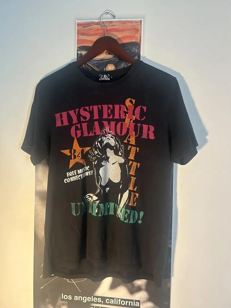 Винтажная hysteric glamour Черная футболка с коротким рукавом Free Music Connections KV35908 Унисекс XXXXL