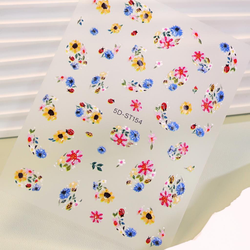 Nail Art Sticker Sun Flower Xiangri Flower Nail Sticker Simple ins Clear Flower Sticker