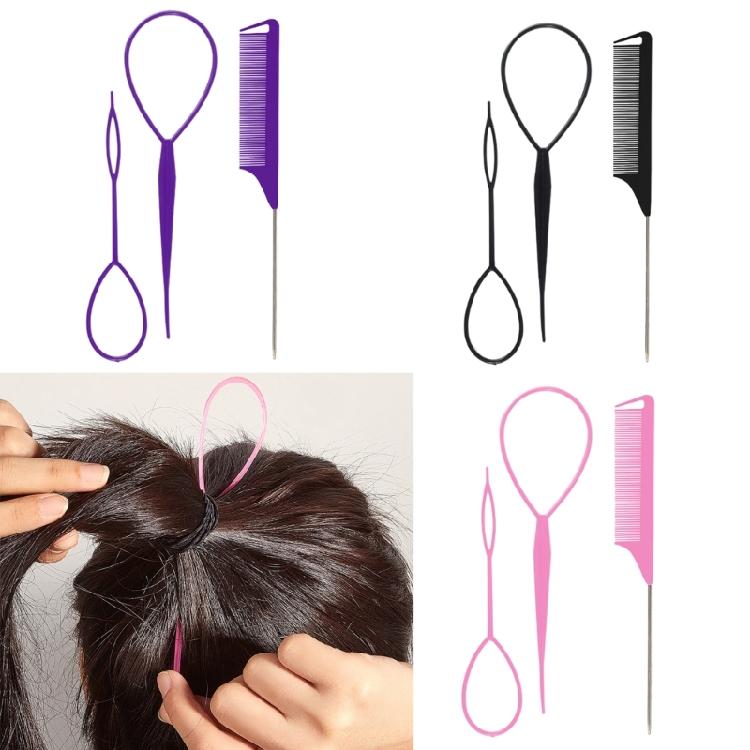 3pcs Hair Tail Tools Set with French Braid Tool Loop  Tail Comb for Women