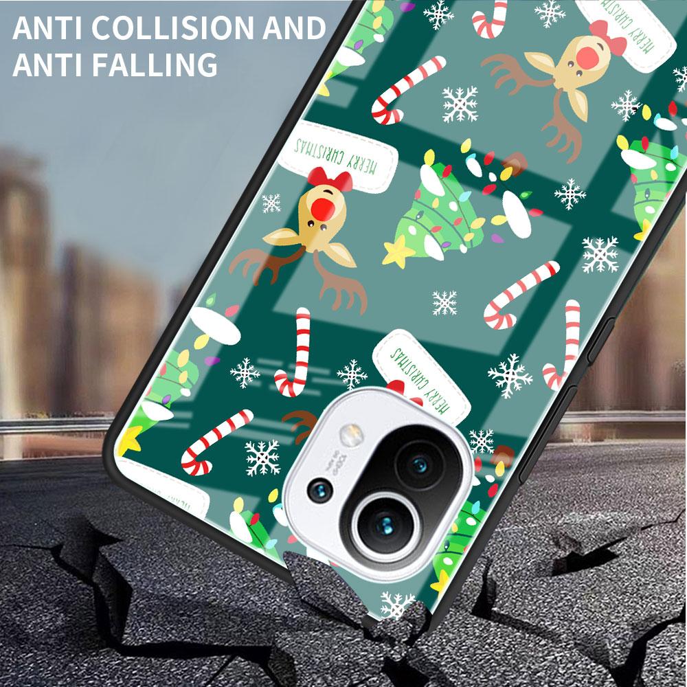 Glass Case For Xiaomi Poco X3 NFC 11 Lite 11T F3 M3 For Redmi Note 11 10 9 8 Pro 10S 9S 9A 9C Phone Cover  Snow Merry Christmas