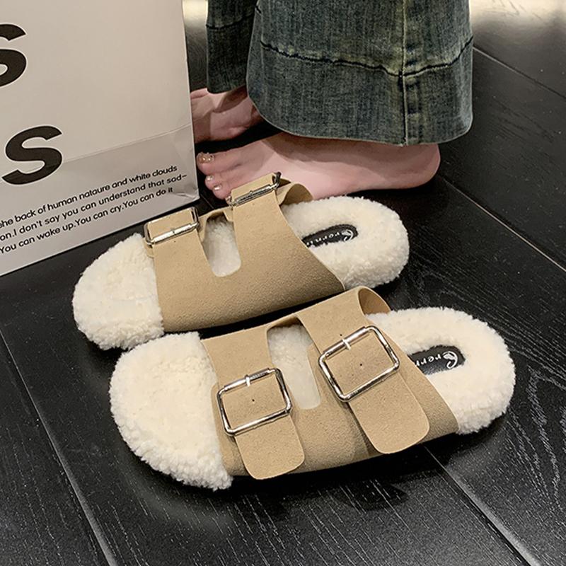 

Модные меховые женские хлопковые тапочки, балетки, модная обувь, дизайнерские уютные женские ботинки, осень 2025, новинка, повседневное платье, бренд Zapatillas De Mujer 40 хаки