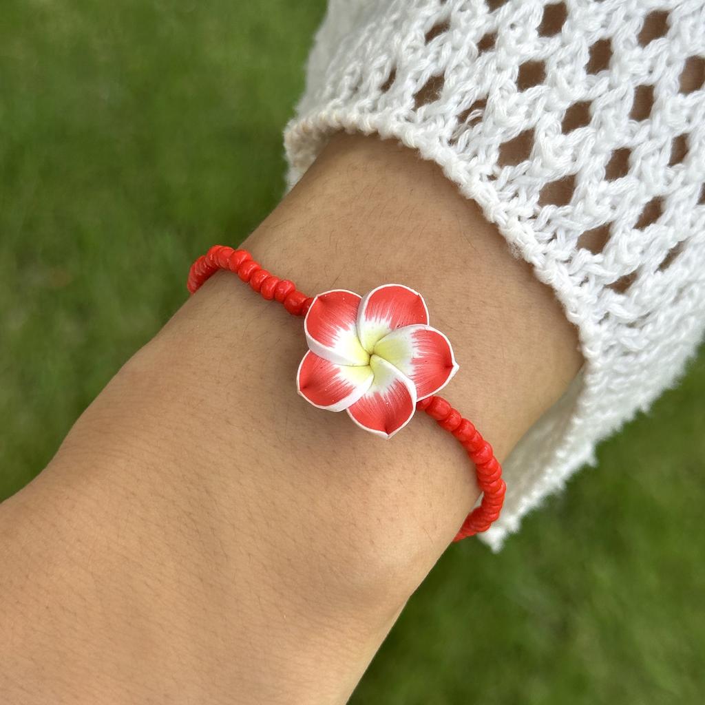 Bohemian Colorful Flower Bracelet for Women Handmade Rice Beads Polymer Clay Flower Bracelets Girl Beach Party Daily Jewelry