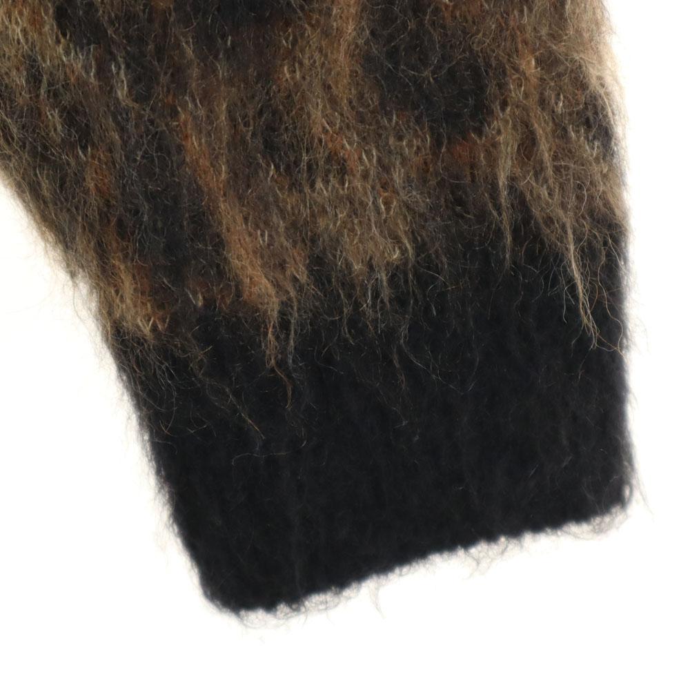 Celine Italian Mohair Blend Leopard Pattern Long Sleeve Cardigan S Brown Men's Used