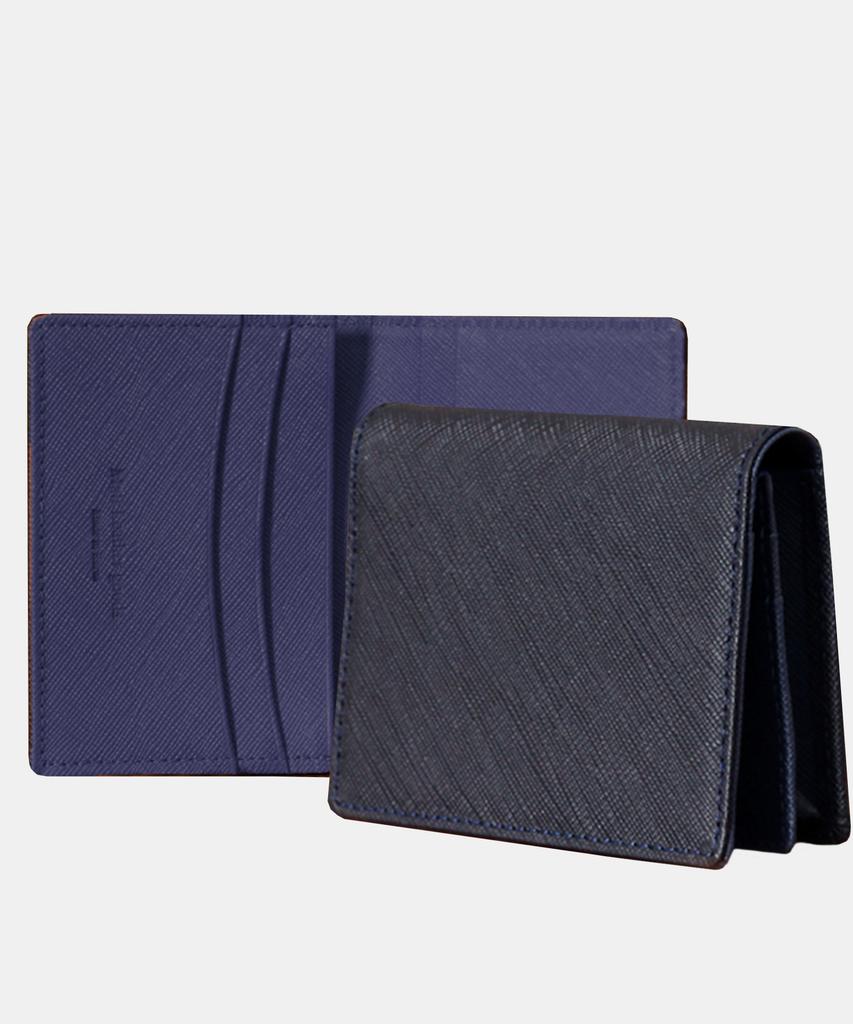 Matt Saffiano Cowhide Combination Business Card Holder Navy