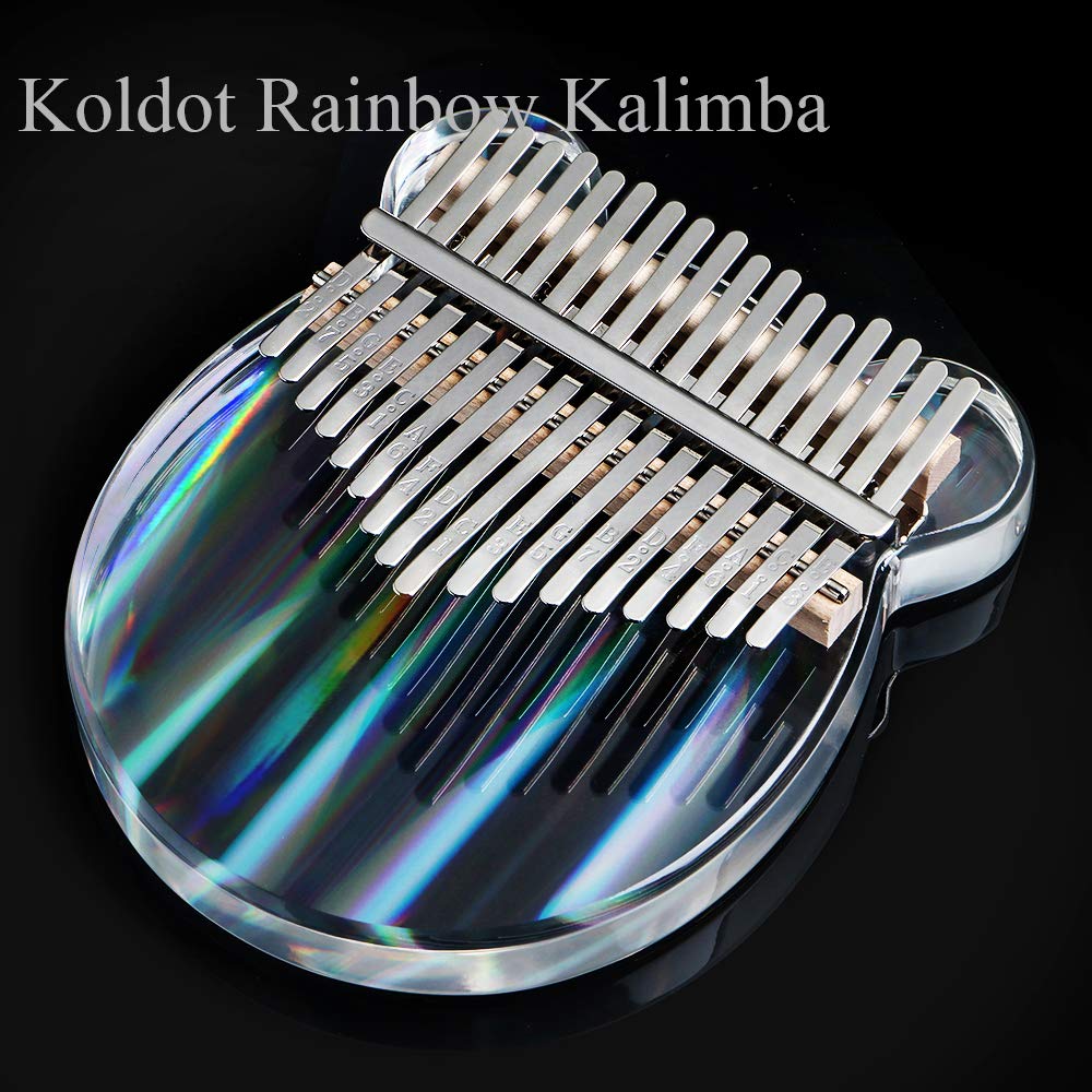 17-Key Kalimba, Clear Crystal, Colorful Thumb Piano, Acrylic Material, Rainbow Transparent (Bear Shape)