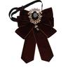 Retro Polyester Bowtie velvet Adjustable Collar Flower Diamond Collar Pins Women