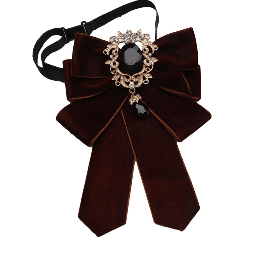 Retro Polyester Bowtie velvet Adjustable Collar Flower Diamond Collar Pins Women