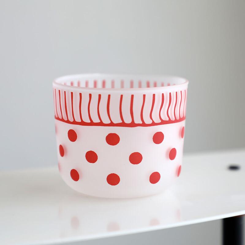 OLOEY Japanese Style Frosted Polka Dot Glass Cup