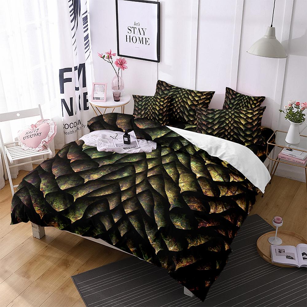 Dragon Scale Bedding Duvet Cover Set King Queen Size Wild Animal Skin Bedding Set Glitter Psychedelic Animal Comforter Cover