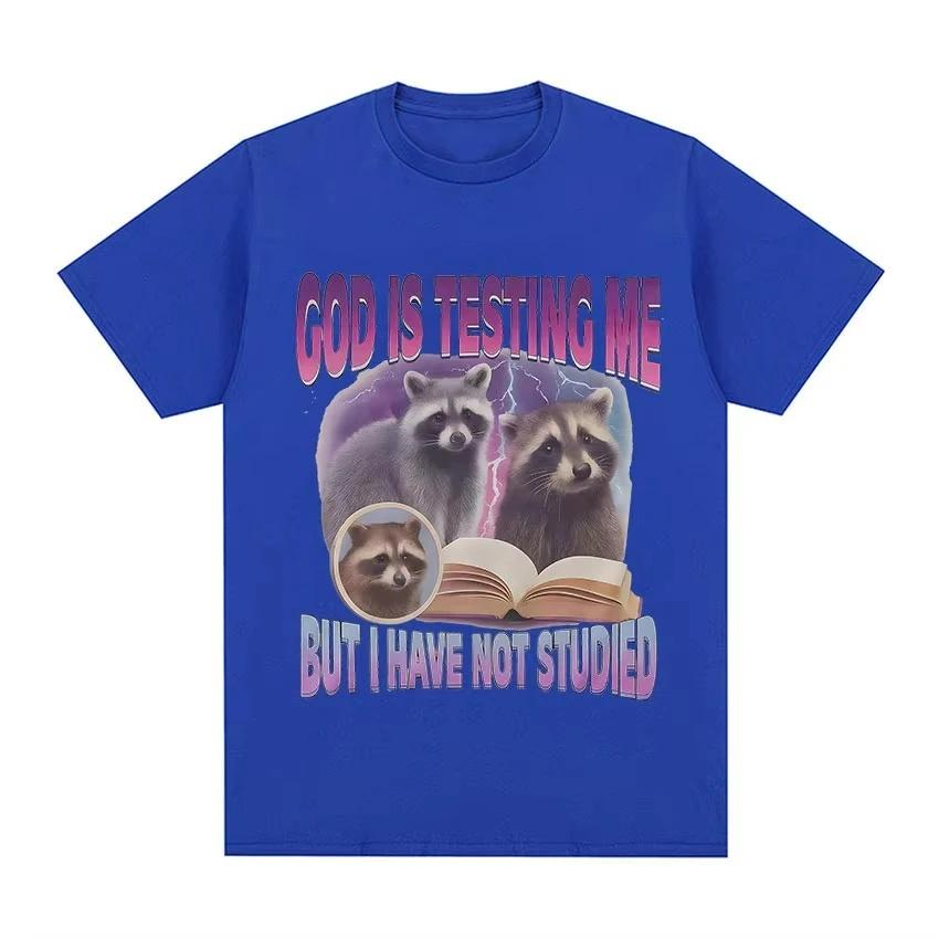2026 Summer Unisex Vintage Oversized Graphic Tee Funny Raccoon Book Meme Quote Casual Top