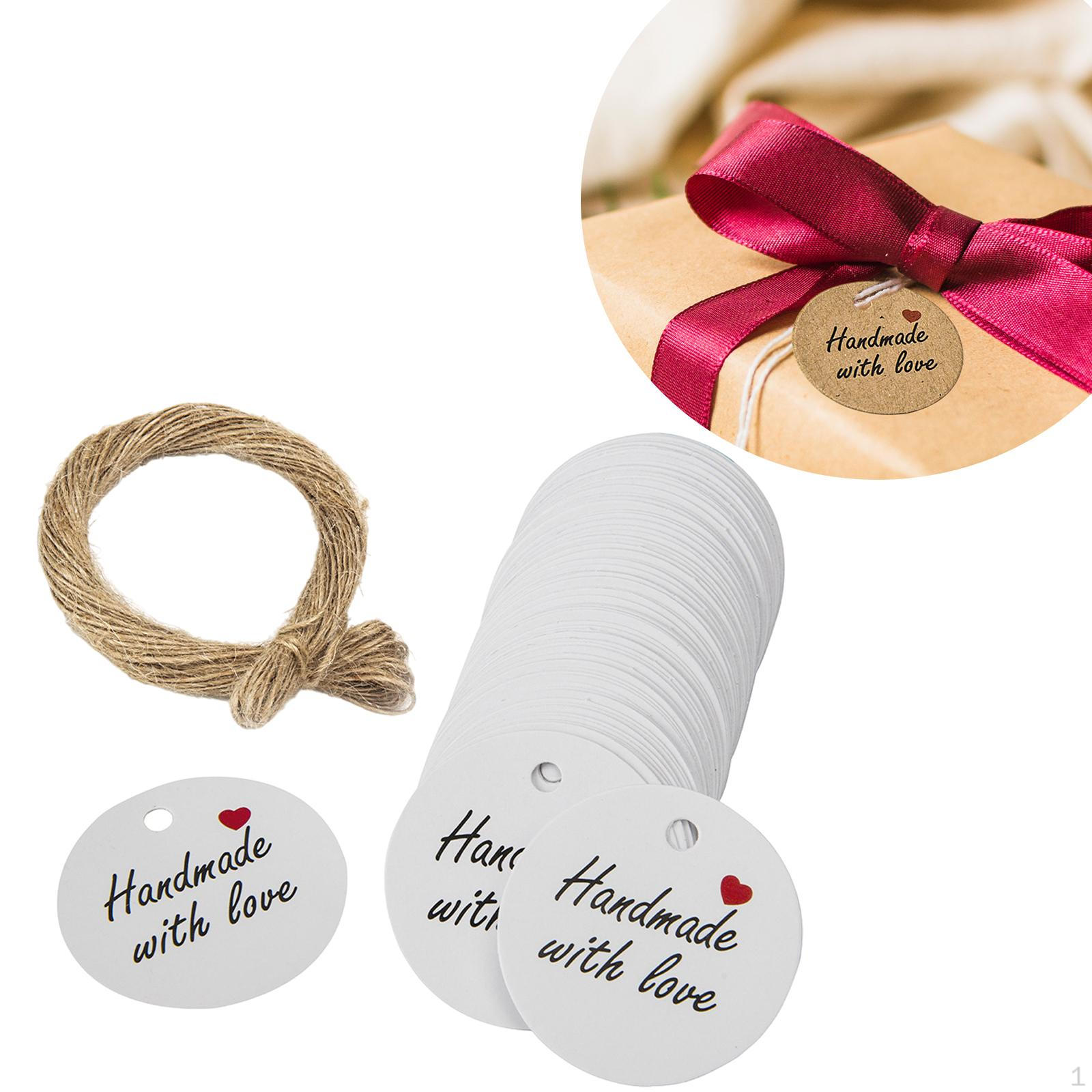 

Подарочные бирки, 100 штук, висят в деревенском стиле с декоративной упаковочной этикеткой из джутовой веревки, можно писать для белый