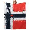 Norway Grunge Flag Throw Blanket Breathable Lightweight Blanket for Adults Kids