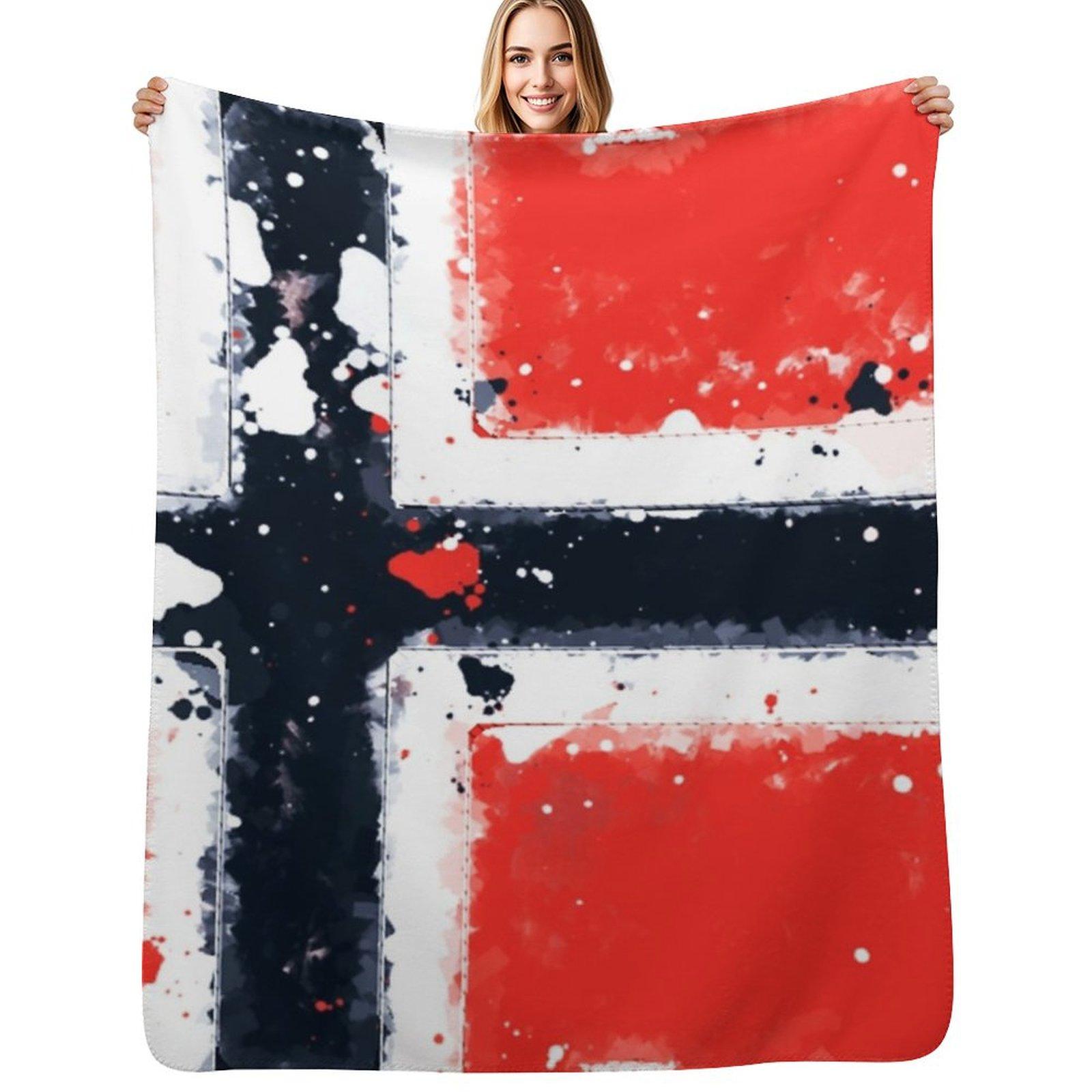 Norway Grunge Flag Throw Blanket Breathable Lightweight Blanket for Adults Kids Size: 75*100cm, Weight: 230 GSM