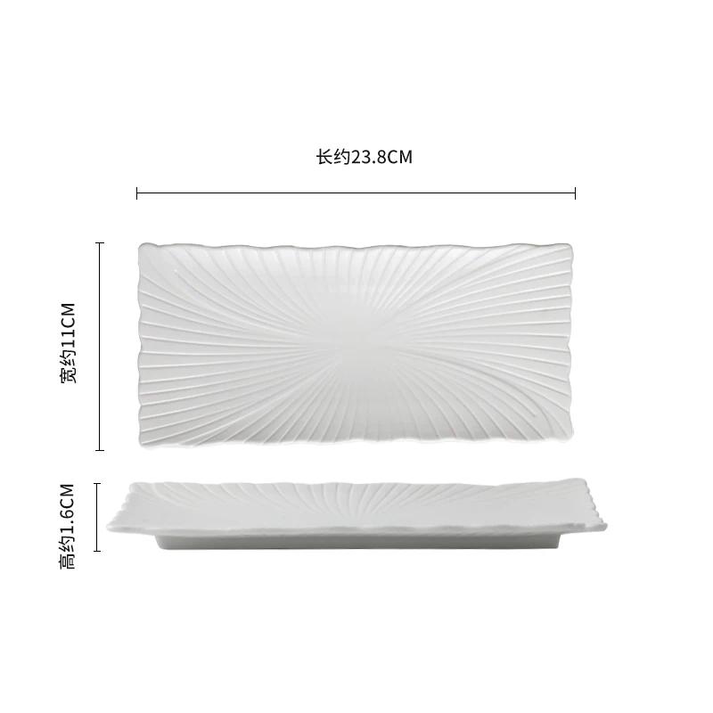 Plato de Barra Larga Irregular de Cerámica Blanca Pura Plato para Sushi Dim Sum Plato para Presentación de Cocina Molecular Vajilla Creativa para Restaurante
