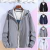 Outdoor Windbreaker Hooded Long Sleeve Zipper Placket Sport Jacket Solid Color Pockets Design Thin Sun Protection Clothing