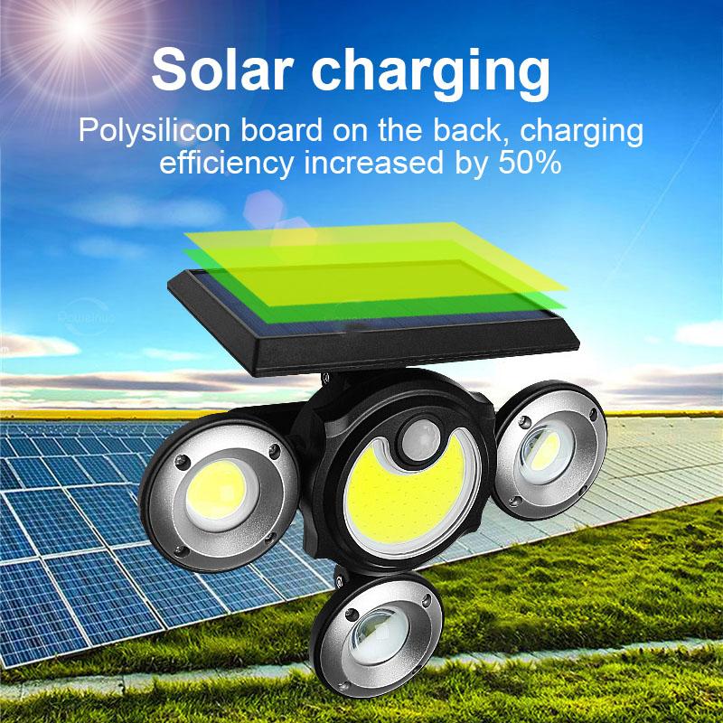 Multi-functional Solar Lamp Powerful 104 COB Ground Lamp Smart Sensor Wall Lamp Adjustable Light Waterproof Lantern