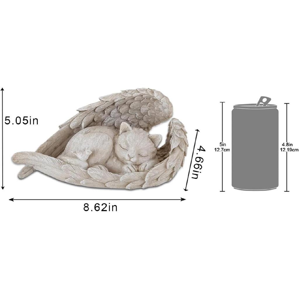 Cat Angel Memorial Statue Commemorates Our Lost Fur Baby,Cat Figurines is Placed in The Outdoor Garden or Tombstone,cat Statue Resin