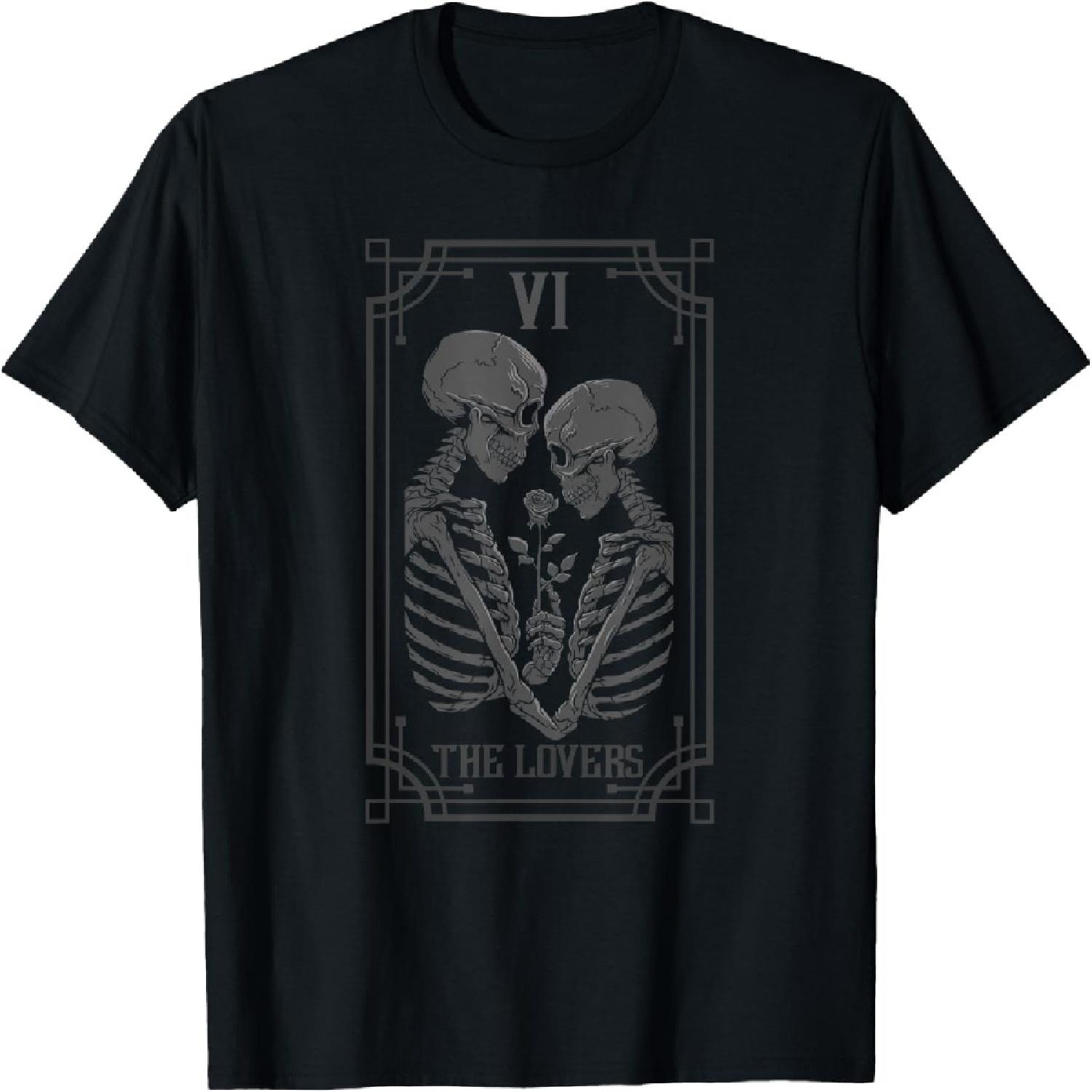 

Tarot Card The Lovers Skeleton Goth Halloween Witch T-Shirt XXXXXL