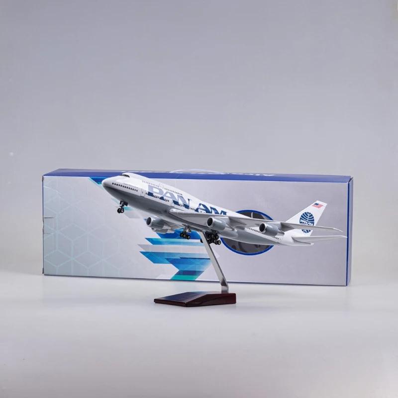 Diecast Resin Plane 1/150 Scale 47cm Airplane 747 B747 Aircraft PAN AM Airline Model W Light and Wheel For Bathroom Accessories