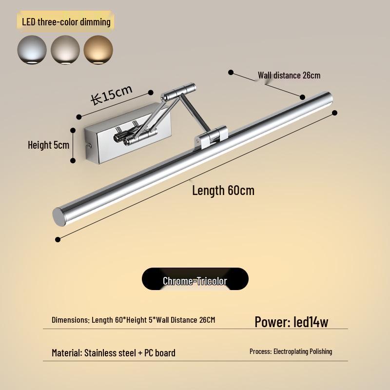LED Vanity Mirror Light: Drill-Free Installation for Bathroom or Dressing Table Cabinets