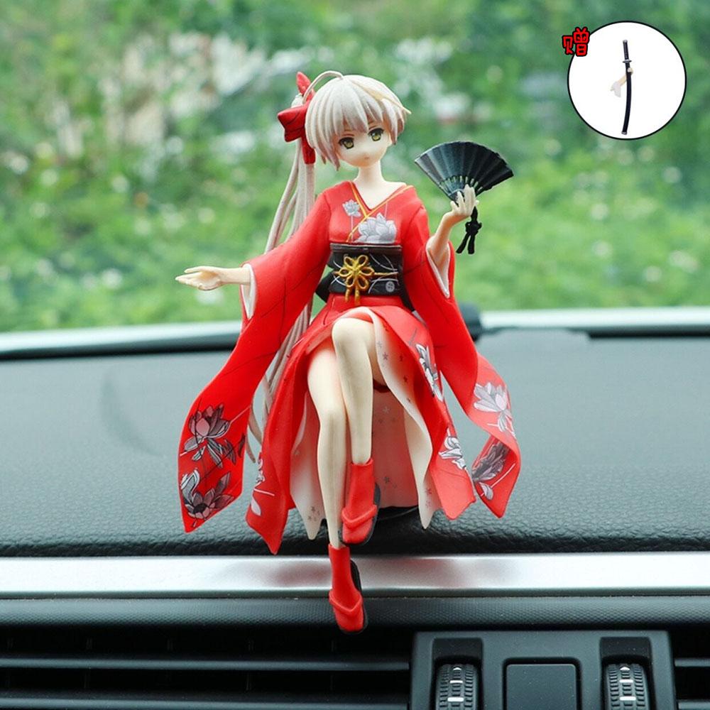 Anime Black Red Kasugano Sora PVC Action Figurine Collection Sitting Position Model Lovely Desktop Car Decoration Toys Kid Gifts