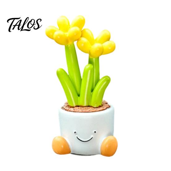 Decorative Accessories for Car Interior Cute Mini Flower Pot Figurine, Resin Cartoon Planter Ornament Kawaii Plant Figurine Shelf Dashboard