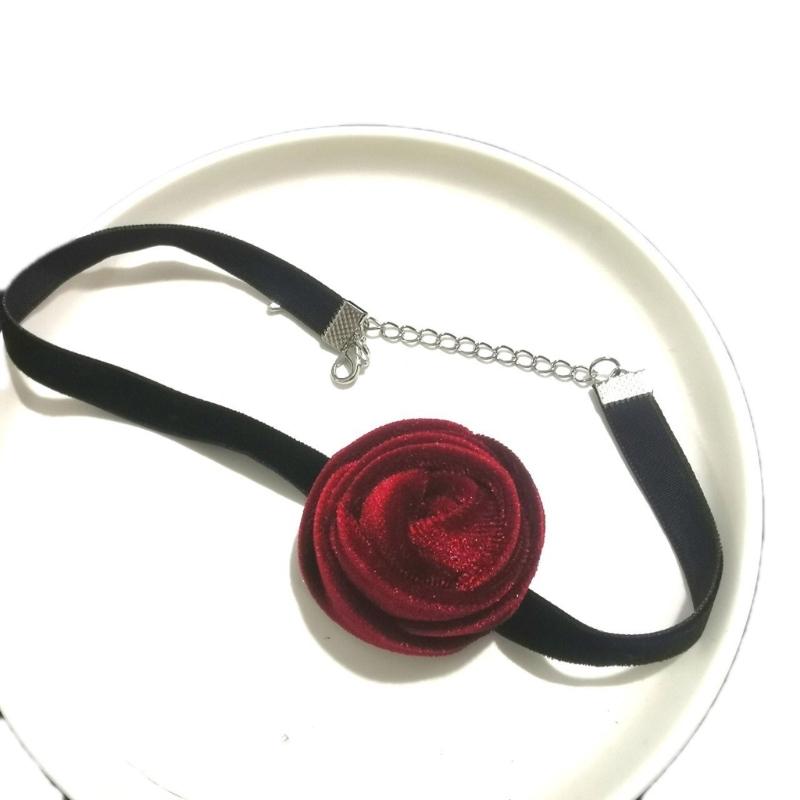 Collana a Fiore di Rosa Grande Temperamento Collare Largo Choker per Donna Lady Catena da Collo alla Moda Gioielli per Matrimonio Capodanno Festa