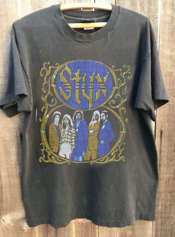 Vintage 1979 Styx Tour Band Rare Design Charcoal Unisex T shirt S5XL KH17952 L