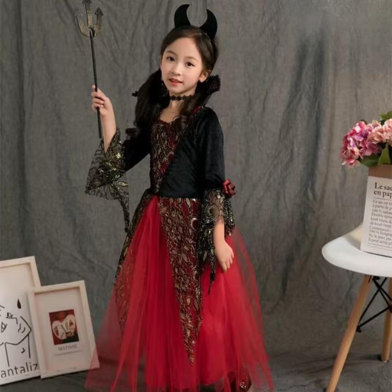 Halloween Costume Haunted House Party Game Cosplay Children Stage Show Queen Vampire Cosplay