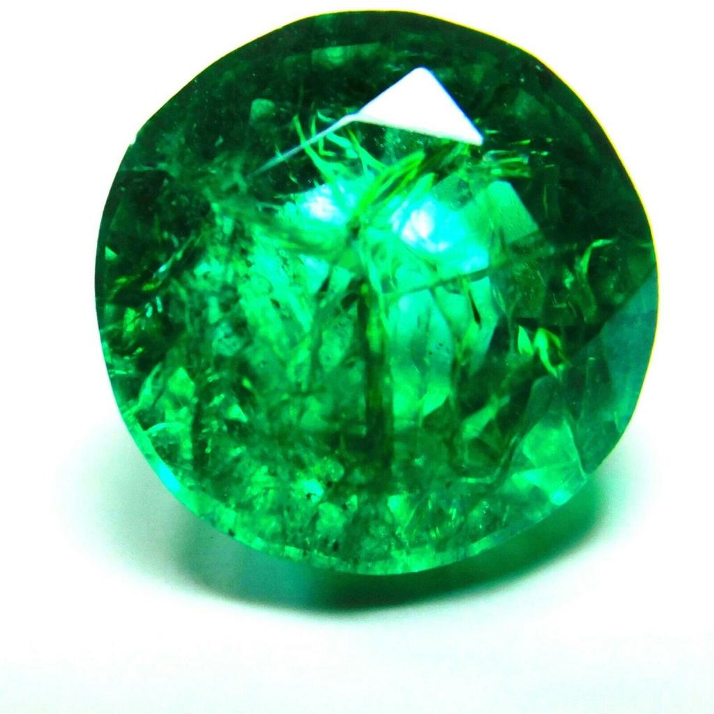 7.2 Ct Natural Emerald Untreated Green Colombian Round Cut CERTIFIED Gemstone
