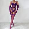 Ellolace Purple Erotic Lingerie Complete Sexy Outfits Sissy G-String Thongs Lace Sex Costume Stockings Fantasy Adult Babydoll