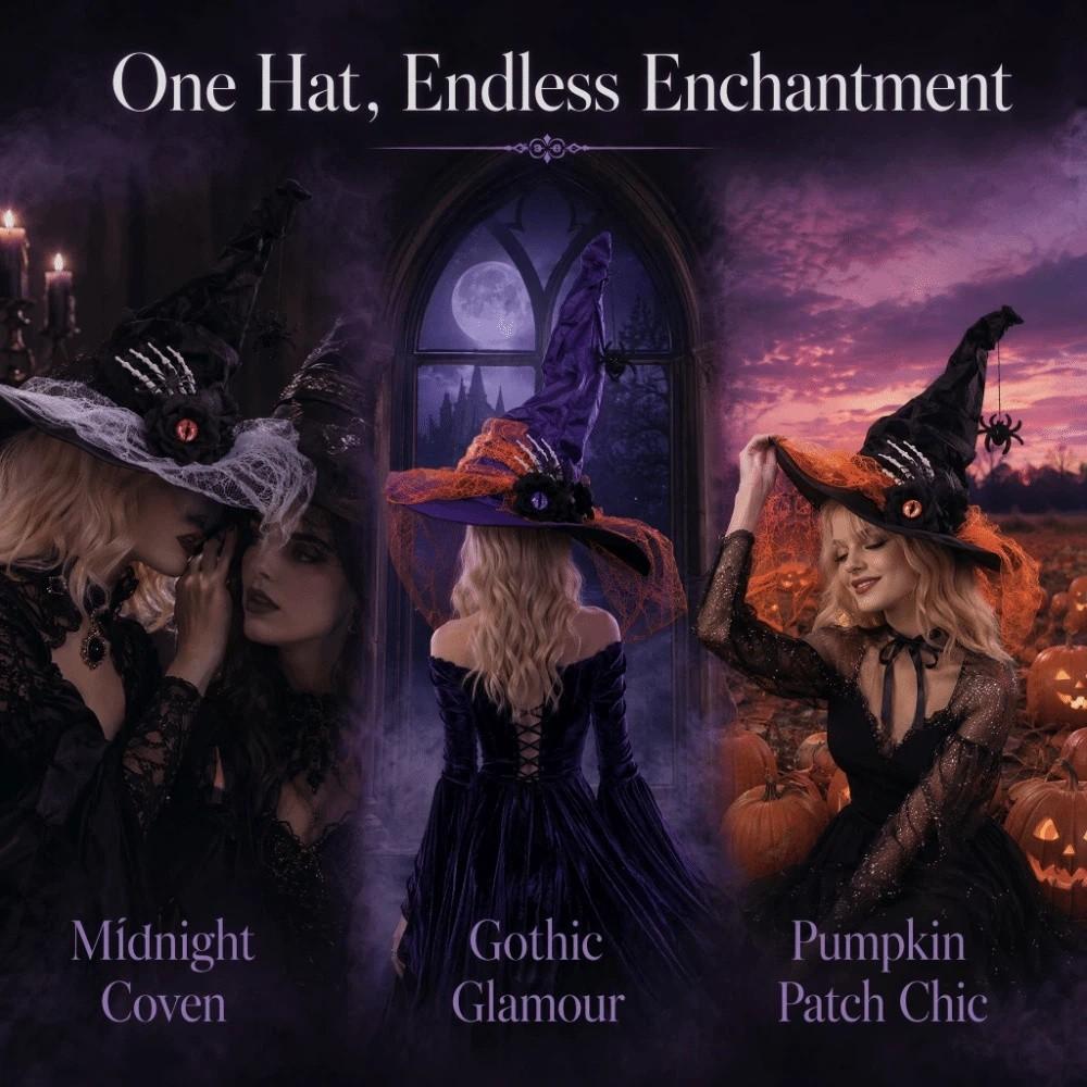 Eyeball Flower Witch Hat Spider Pendant Wizard Cap Cool Halloween Hat  Adult