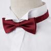 [Ojie] Bow Tie, 100% Silk, Satin, Solid Color, Made in Japan, Formal, Wedding, Reception, After-Party, Party, Casual, Wine Red