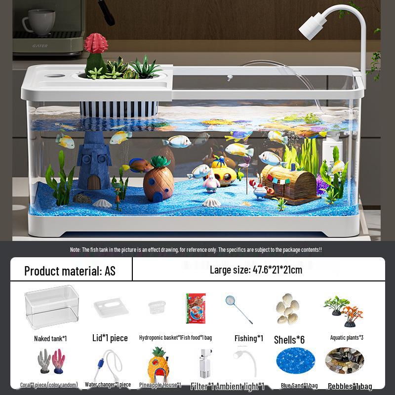 Acuario de Peces Betta de Alta Definición con Filtro y Oxigenador Integrados para Decoración de Sala de Estar