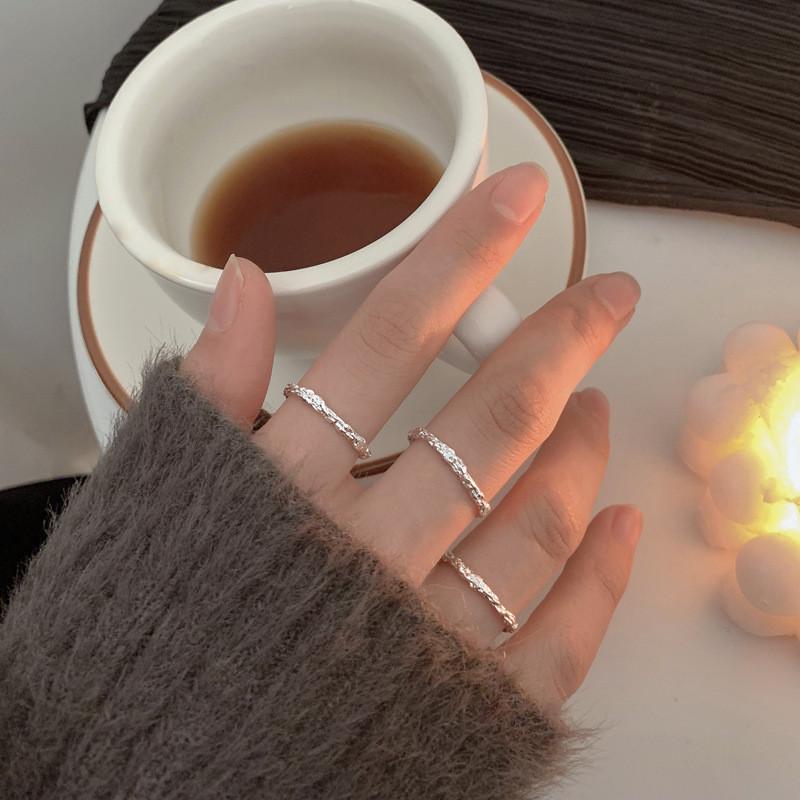 Elegant Adjustable 925 Sterling Silver Geometric Ring With Luxurious Textured Design And Modern Aesthetic For Women Gift