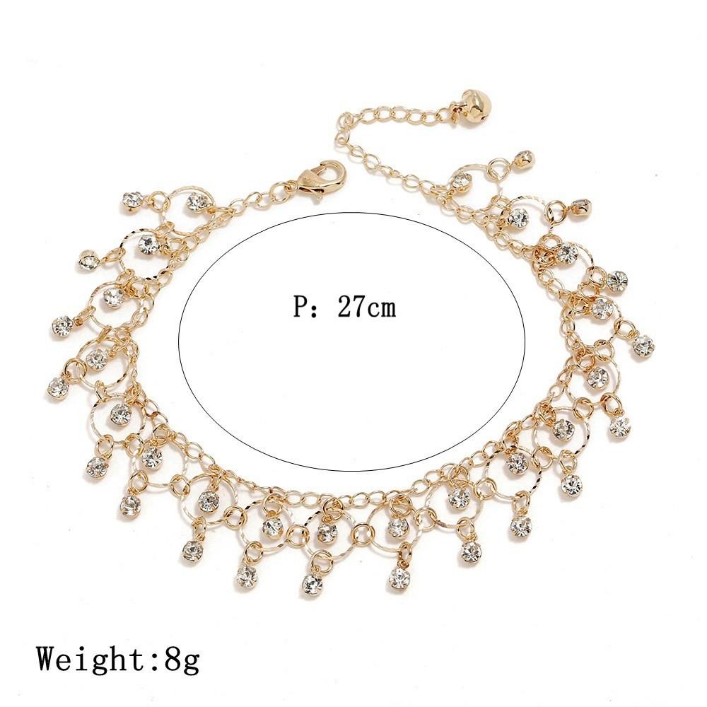 Nouvelle Mode Été Plage Chaîne de Pied Bijoux Pour Femmes Exquis Or Argent Couleur Strass Brillants Bracelets de Cheville Cheville