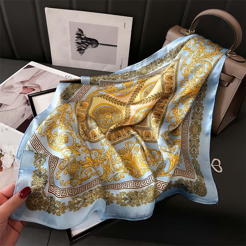 New Fashion 70x70cm Printed Women's Scarf Pashmina Silk Scarf Square Shawl Decorative Headband Neck Luxury Design Bandana